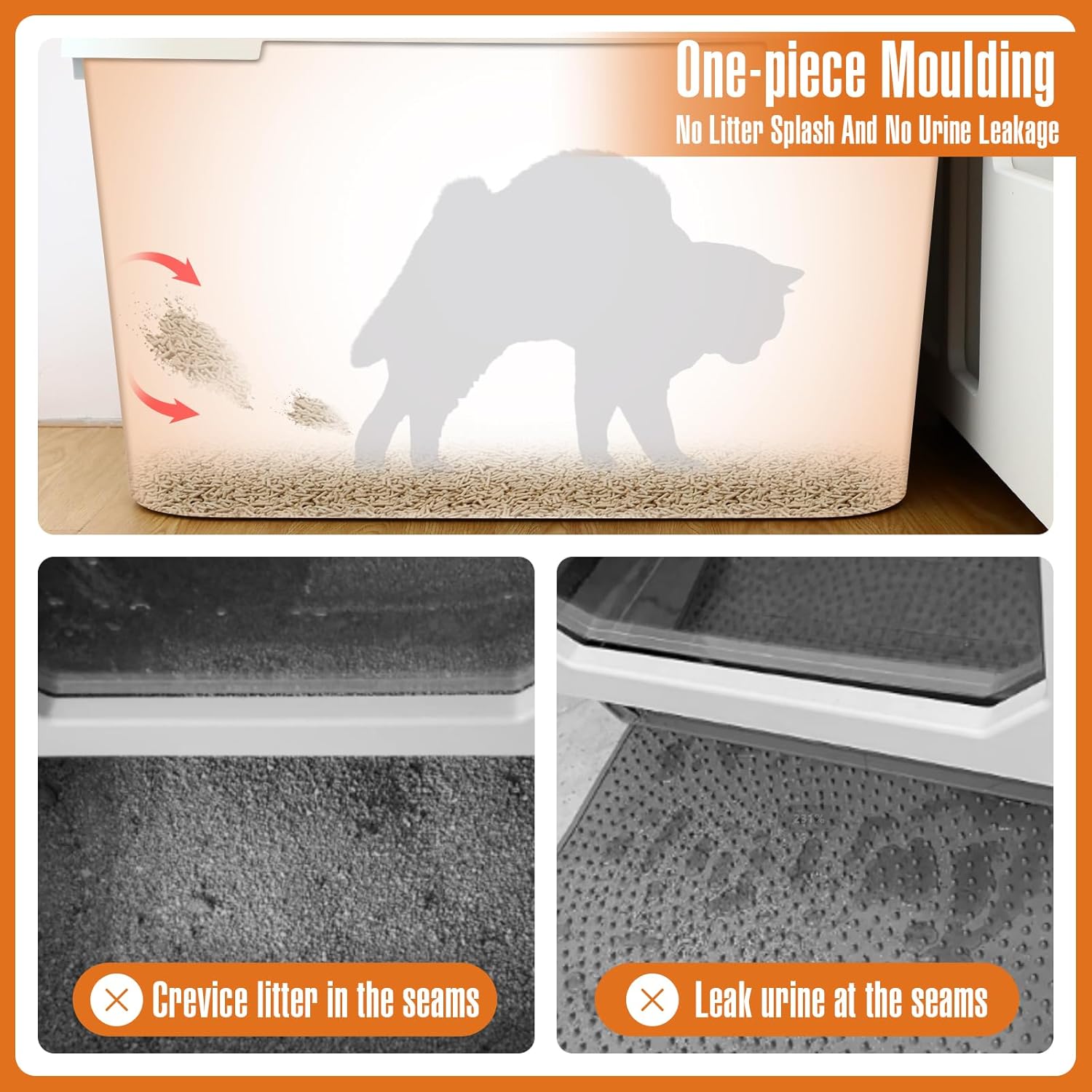 Enclosed Cat Litter Box Extra Large with Scoop, Front Entry, Two Exits Q9926