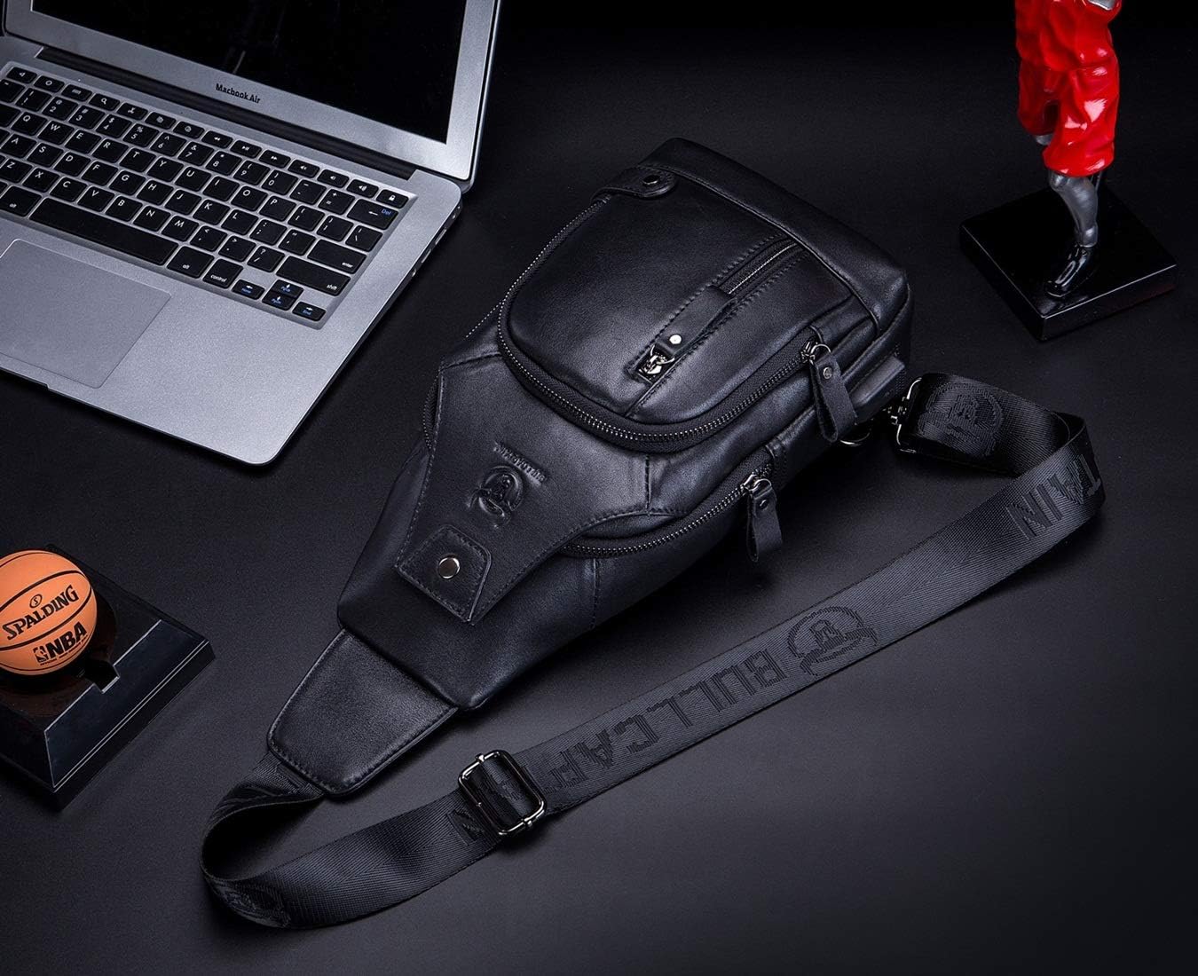 Men Sling Crossbody Bag with USB Charging Port Leather Shoulder Chest Bag E187600