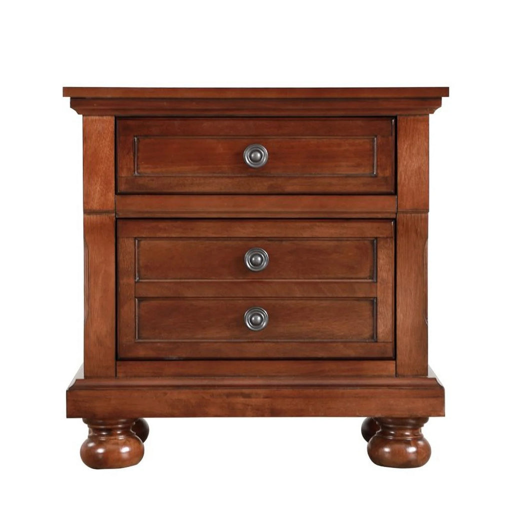 Contemporary Engineered Wood 2 Drawer Nightstand in Cherry E155154