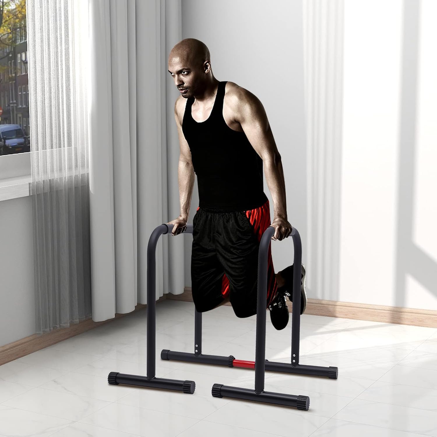 Dip Stand Adjustable Parallel Bars for Tricep Dips and Pull-Ups Z889170