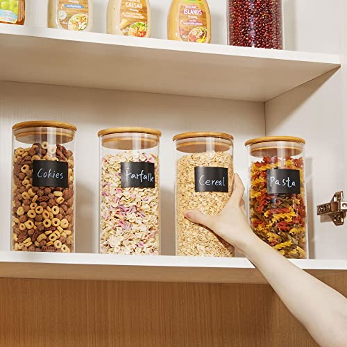 Set of 3 Glass Food Storage Jars with Airtight Bamboo Lids I5441