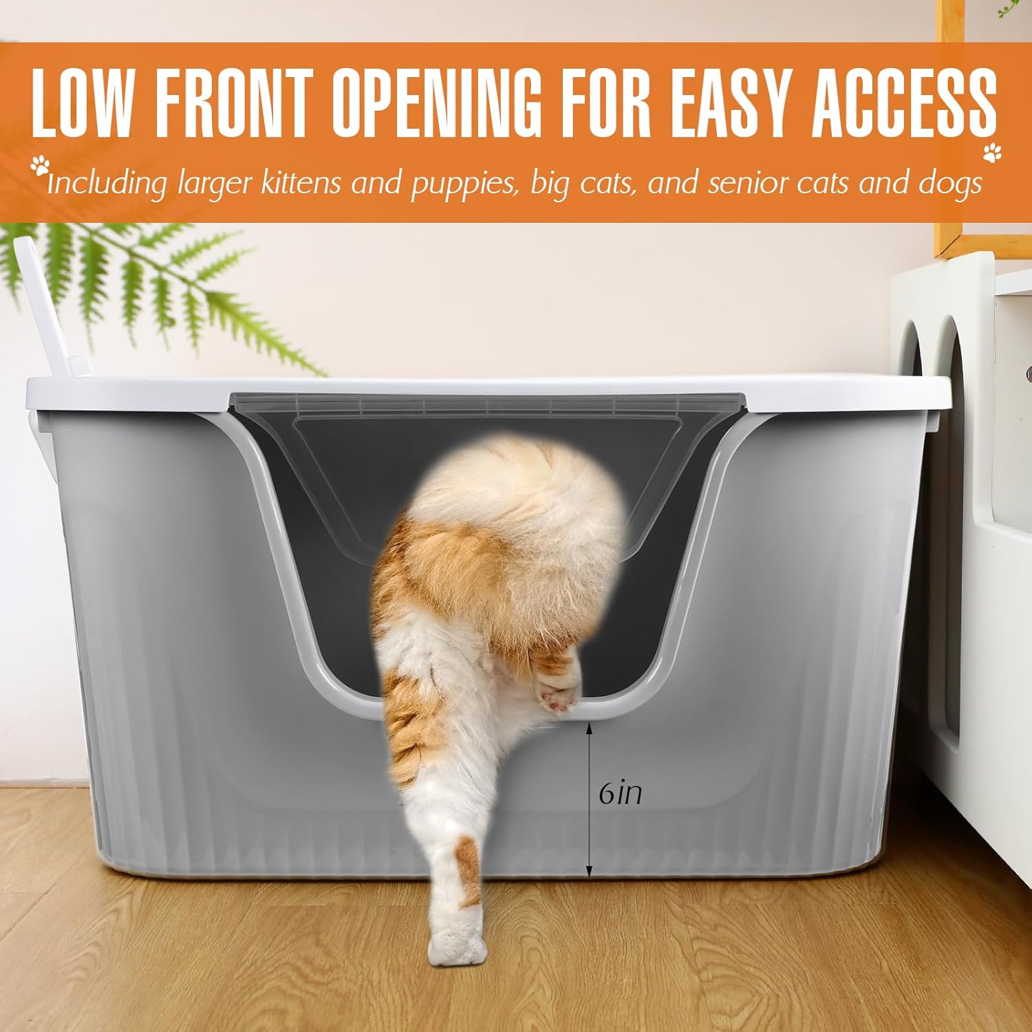 Enclosed Cat Litter Box Extra Large with Scoop, Front Entry, Two Exits Q9926