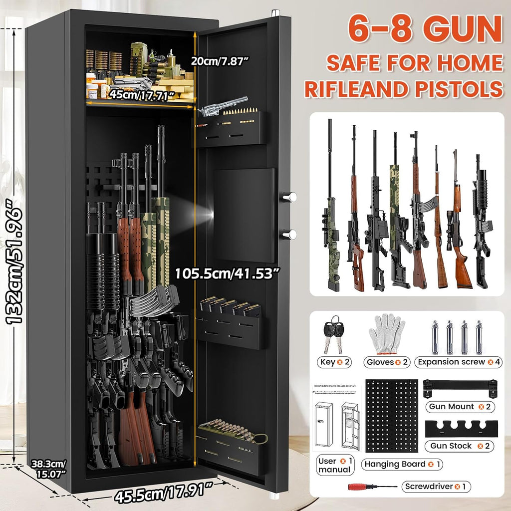 Gun Safe for 6-8 Guns, Fireproof, with Combination Lock and Alarm Z536838