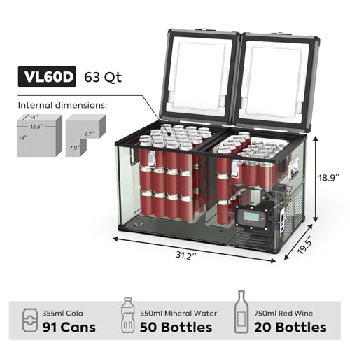 63Qt Dual Zone Portable Car Refrigerator Freezer Z824661