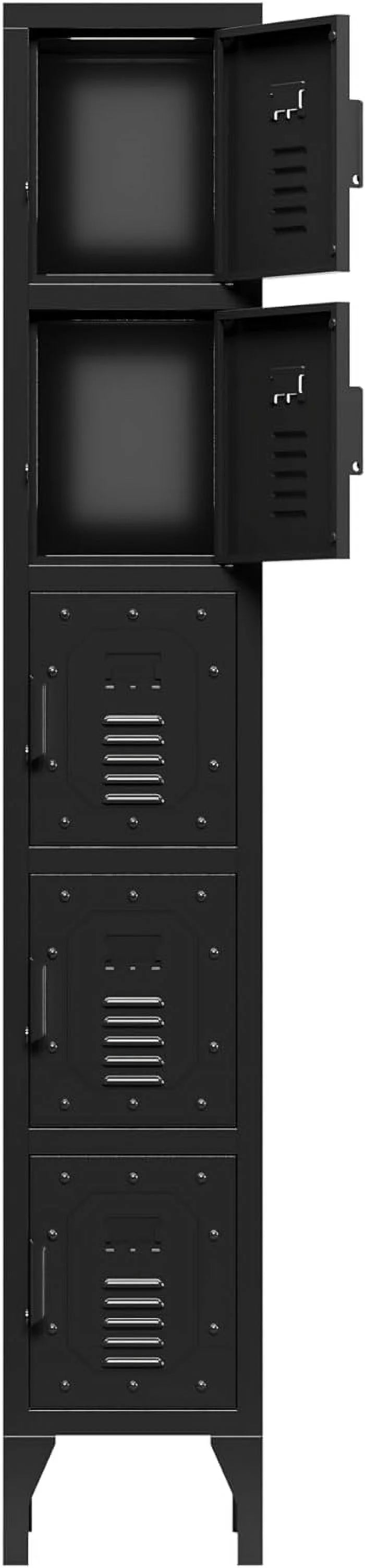Metal Storage Cabinet, 5-Door Lockable, 72" Tall for Office, Gym, School, Home H1543