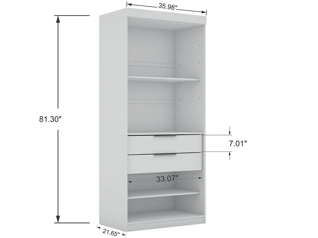 Modern Corner Wardrobe Closet with 2 Drawers U593