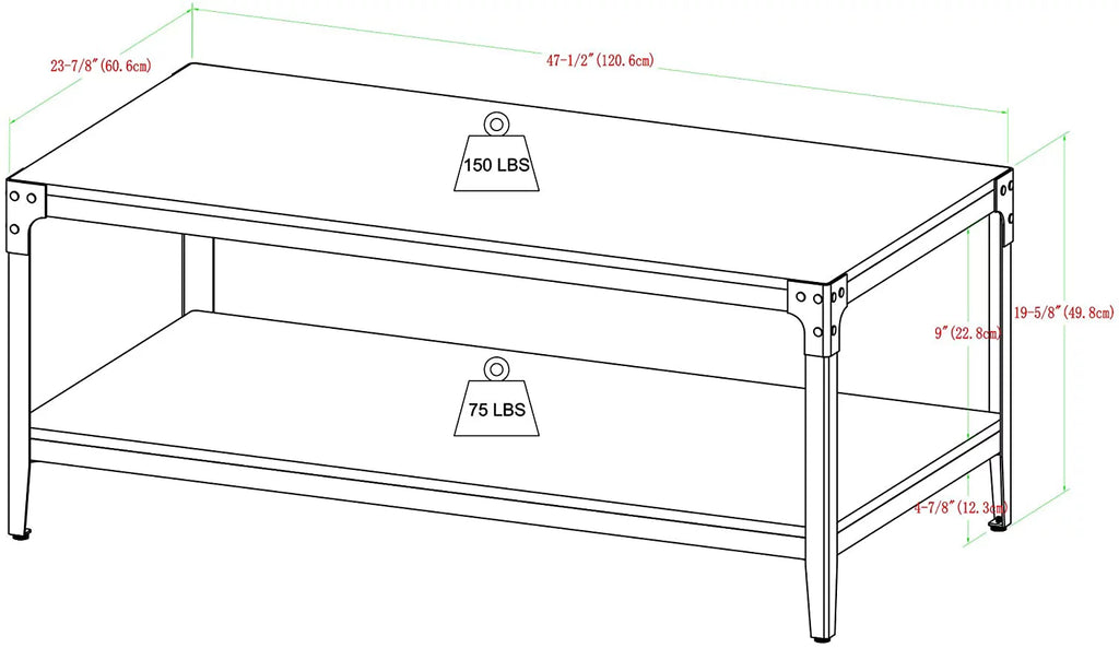 Industrial Angle Iron and Wood Coffee Table 46 Inch V294911