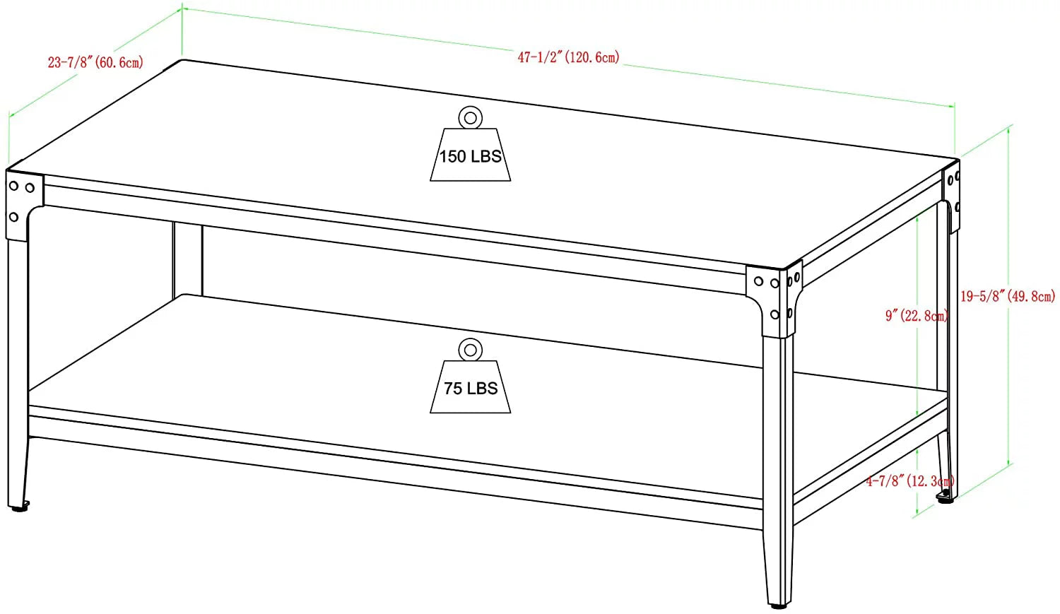 Industrial Angle Iron and Wood Coffee Table 46 Inch V294911