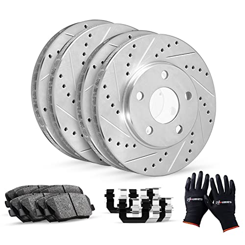 R1 Concepts Front Rear Brakes and Rotors Kit |Front Rear Brake Pads| Brake Rotors and Pads| Ceramic Brake Pads and Rotors |Hardware Kit|fits 2005-2010 Honda Odyssey