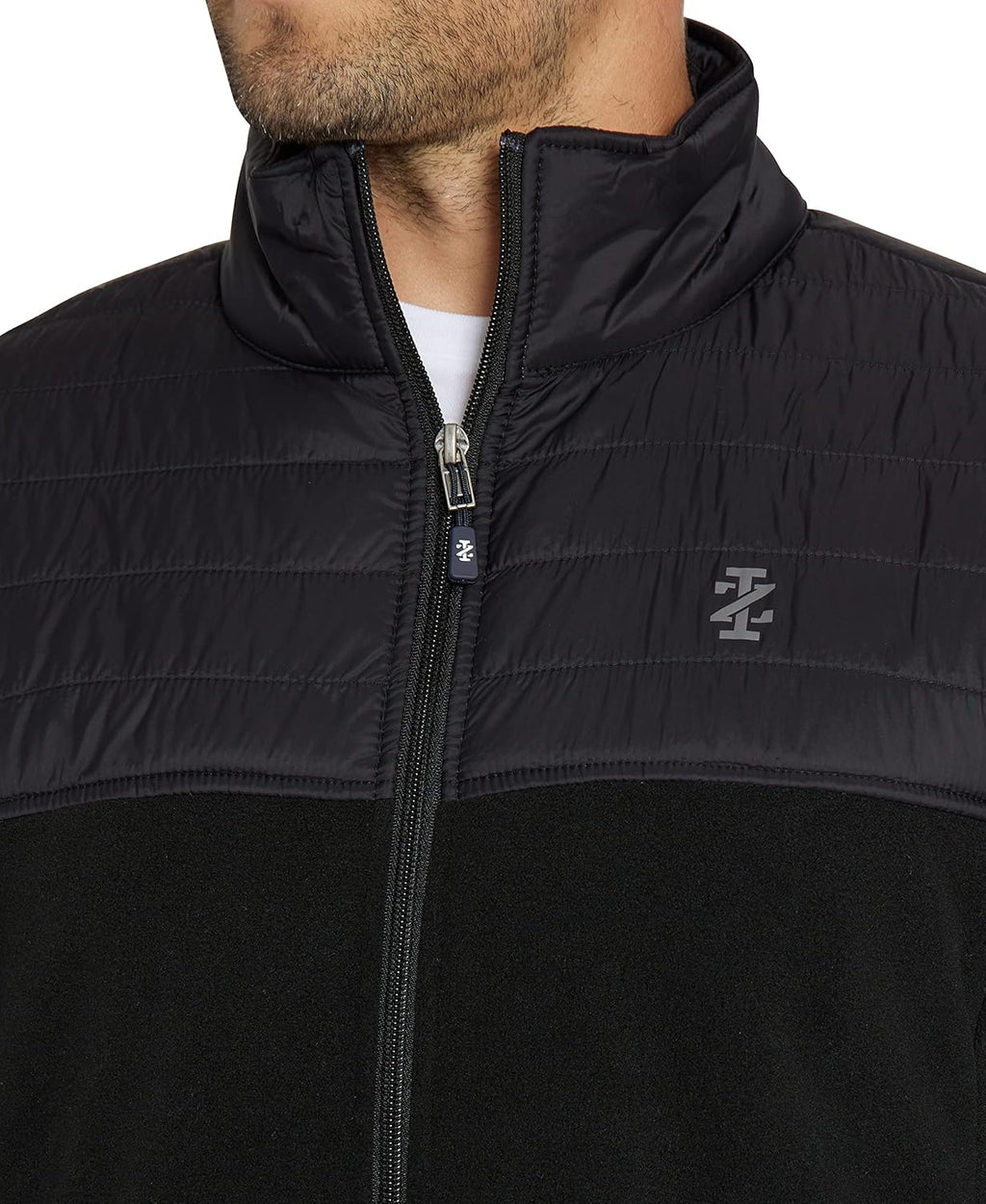 Men's Fleece Jacket with Nylon Trim, Black, XX-Large U976623