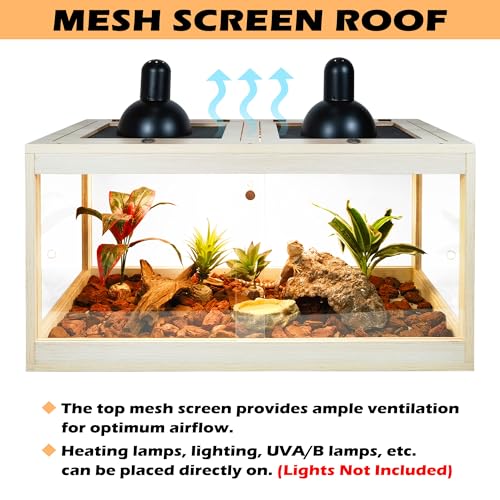 Reptile Terrarium Tank 32 Inch with Metal Mesh Roof and Lock Design N608