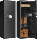 [𝟐𝟎𝟐𝟒 𝐍𝐄𝐖] 7-8 Fireproof Gun Safes for Home Rifle and Pistols, Heavy Duty Gun Cabinet for Rifles and Shotguns, Quick Access Gun Safes & Cabinets with Digital Keypad & Silent Mode-Black