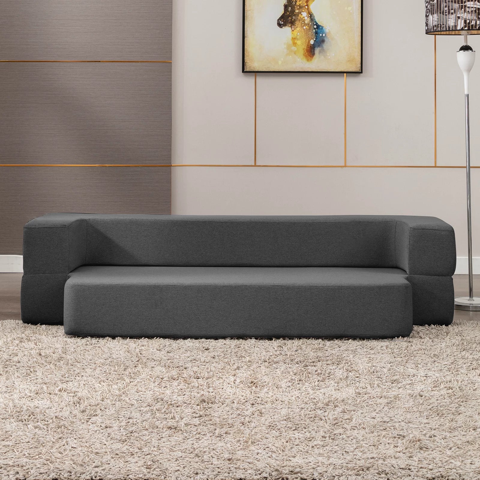 Folding Queen Size Sleeper Sofa Bed with Memory Foam, Dark Gray C28121