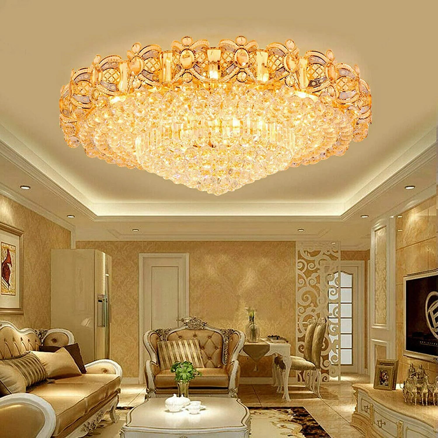Modern Round LED Crystal Chandelier for Living Room E804