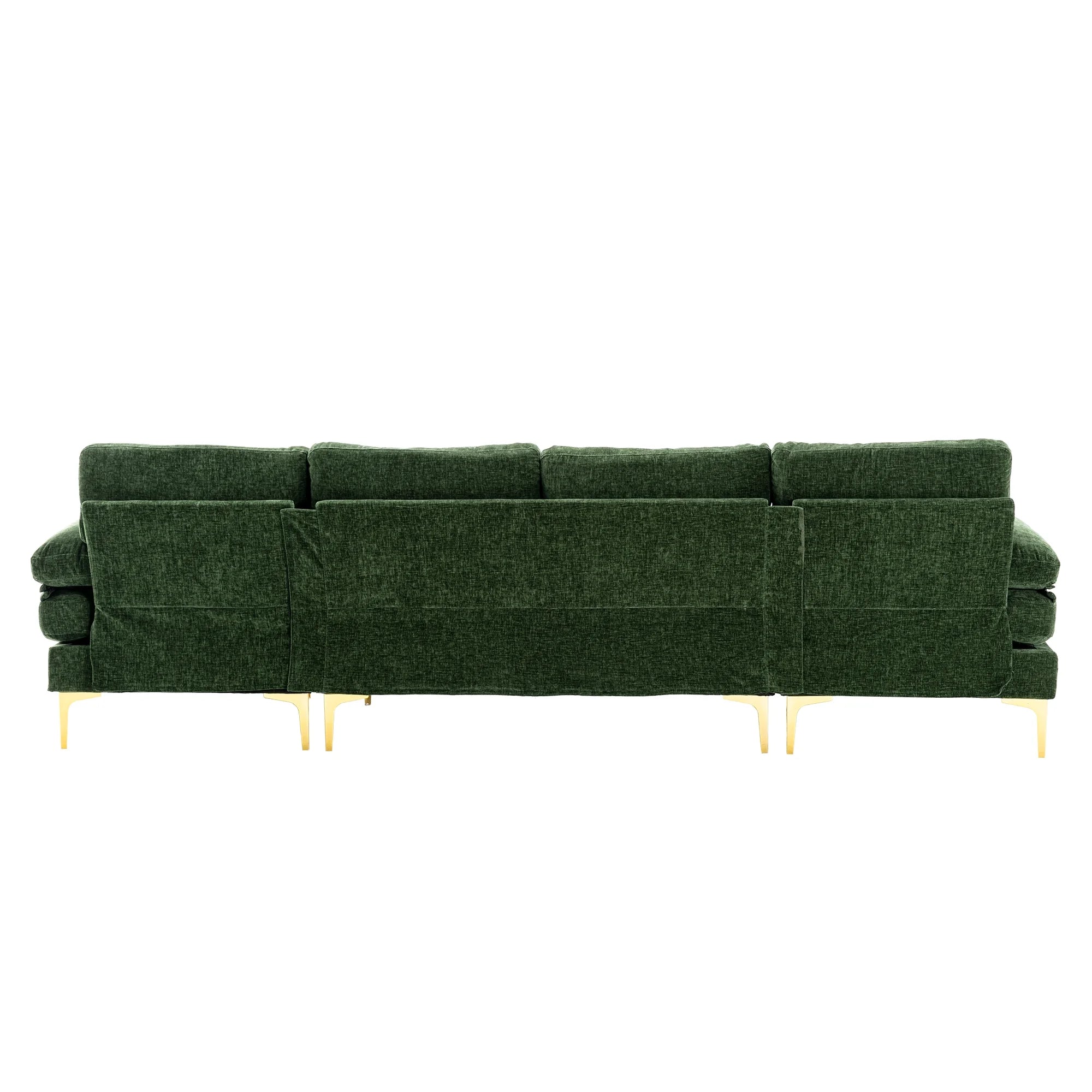 U-Shaped Sectional Sofa with Golden Metal Legs, Velvet Loveseat Chaise Lounge E893