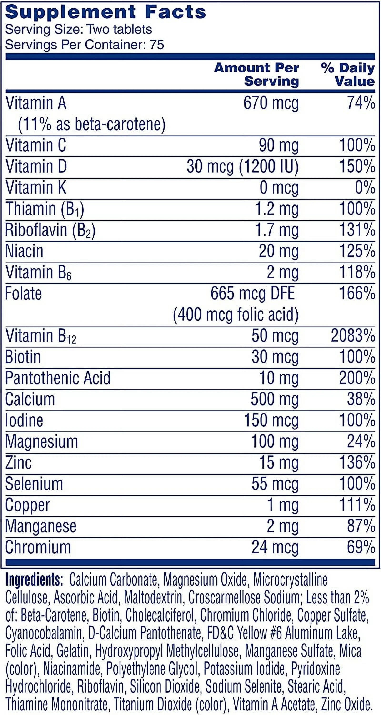 Multivitamin for Men & Women 65+ 150 Tablets I2102