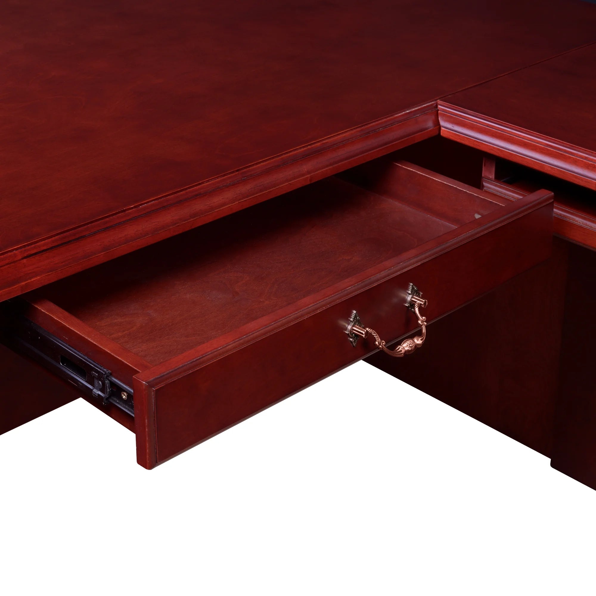 L-Shape Desk with Double Pedestal Drawer Unit D593451