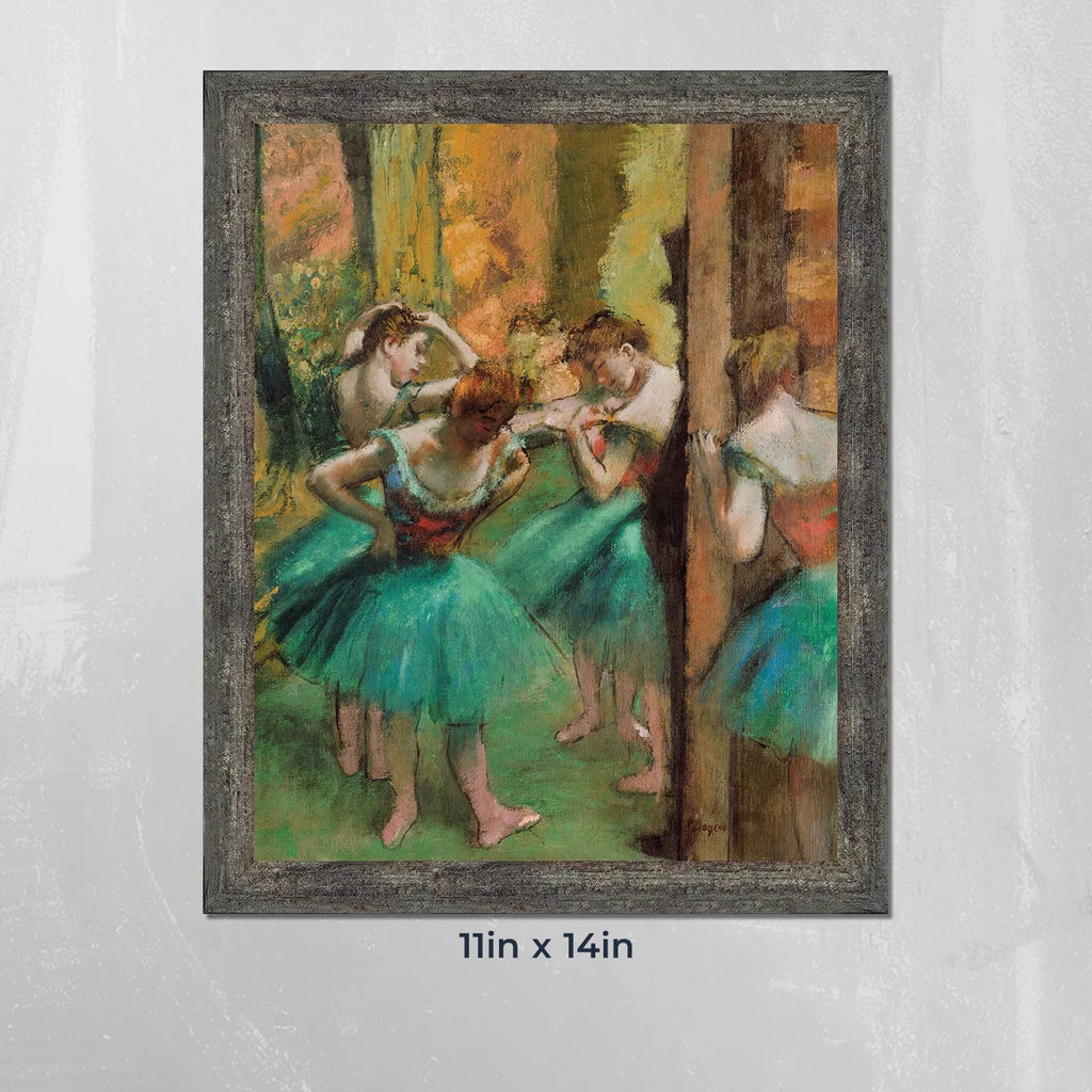 Dancers Pink and Green Framed Wall Art Print, Ballerinas, 11x14 P364773