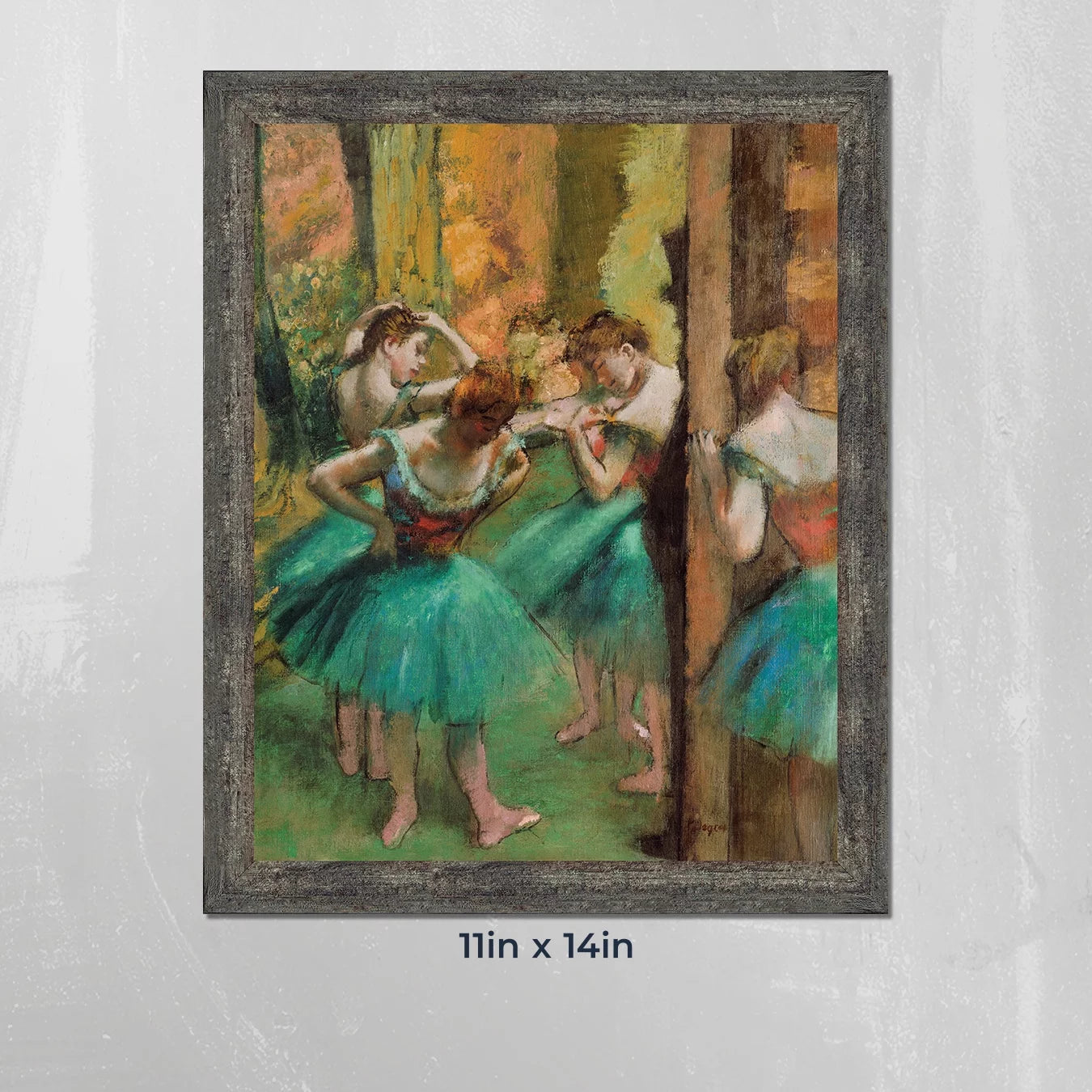 Dancers Pink and Green Framed Wall Art Print, Ballerinas, 11x14 P364773