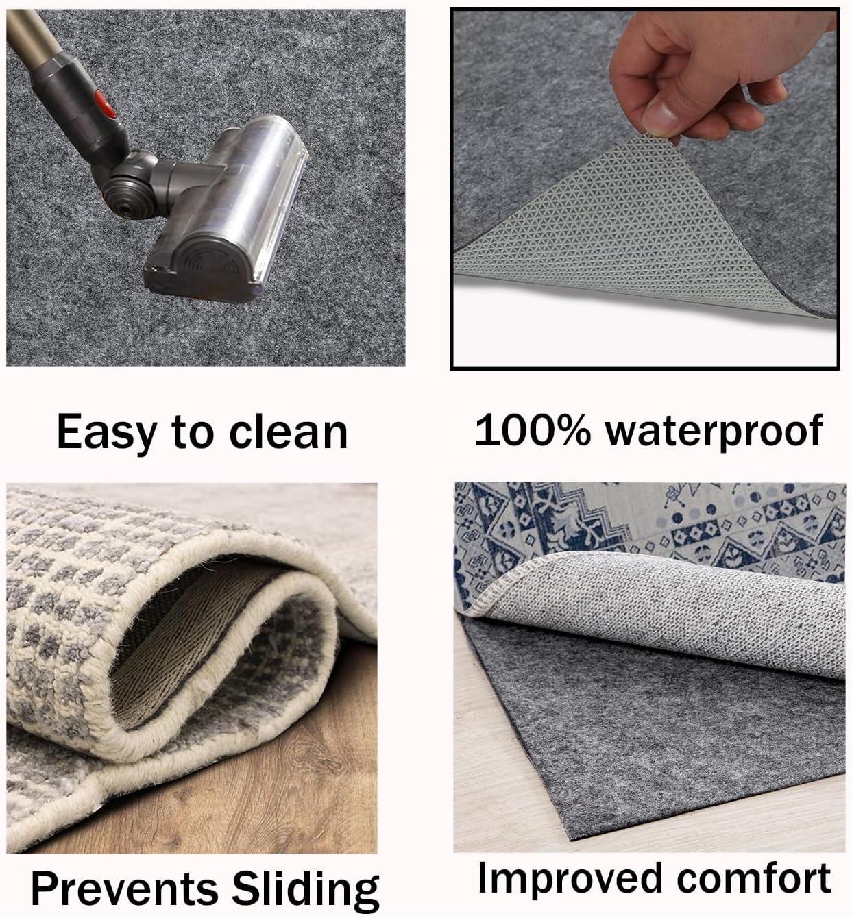 Waterproof Non-Slip Rug Pad for Hardwood Floors, 5x7 ft O4770