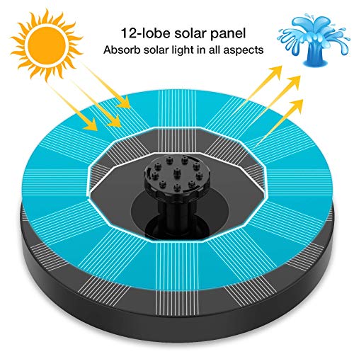 Solar Bird Bath Fountain with 6 Nozzles and Pump U44858