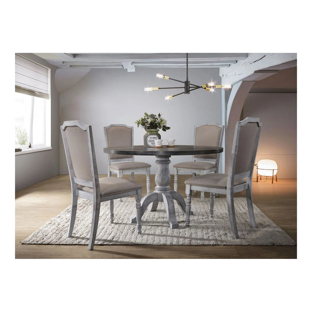 Farmhouse Style Wood Round Dining Table in Weathered Gray U772056