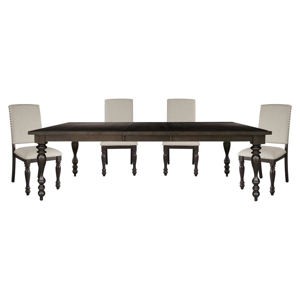 Grayish Brown Finish Dining Table with Draw Leaf O6624