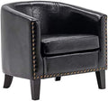 TJUNBOLIFE Elegant Barrel Chairs Set of 2  Faux Leather Bucket Chairs Accent Chairs for Living Room  Upholstered Tub Chairs Fireside Charis Corner Chairs in Antique Style for Bedroom/Offi
