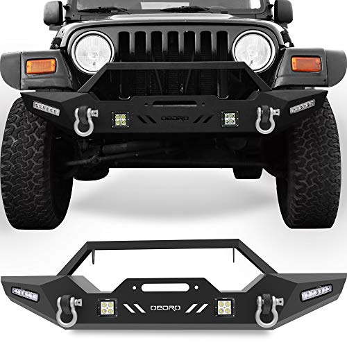 Front Bumper for Jeep Wrangler TJ YJ LJ with Winch Plate, LED Lights & D-Rings Z751113