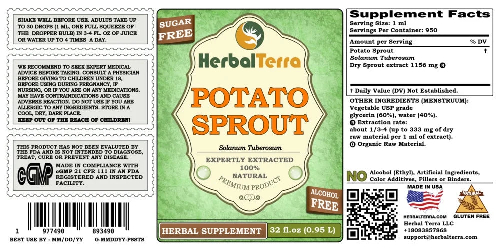 Potato Sprout Liquid Extract Glycerite 32 Fl Oz H2289