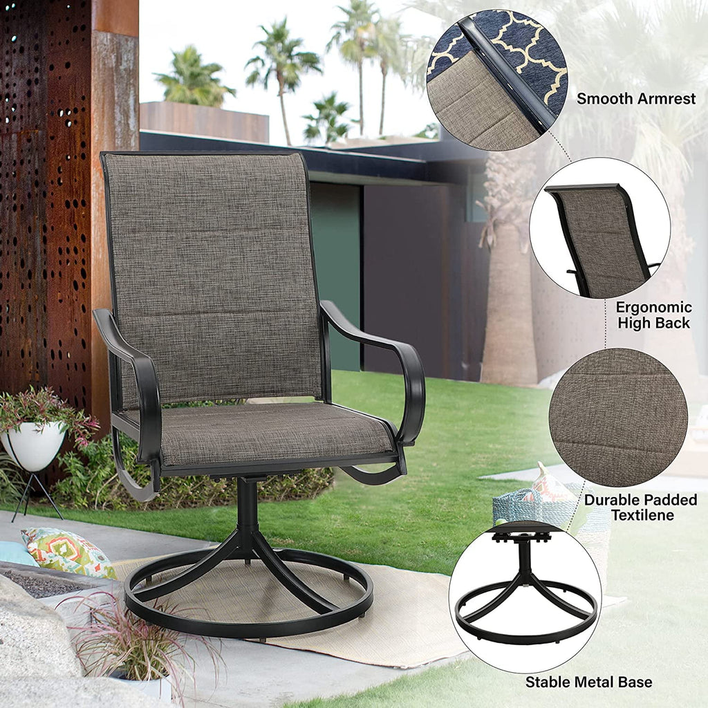 Outdoor Patio Furniture Set 9 Pieces with Padded Swivel Dining Chairs and Expandable Table H14478