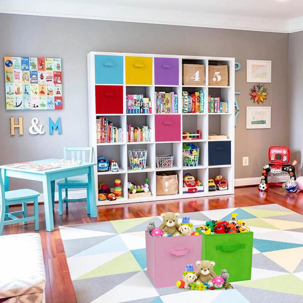 11 inch cube storage bins 8-pack, colorful kids toy organizer H60753
