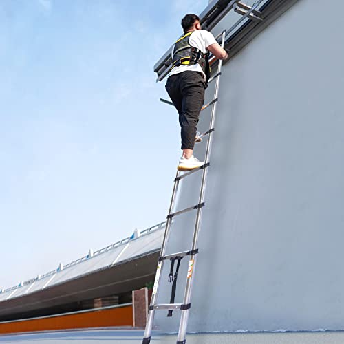 Telescoping Ladder 20FT Aluminum Compact Extension Ladder with Detachable Roof Hooks V575