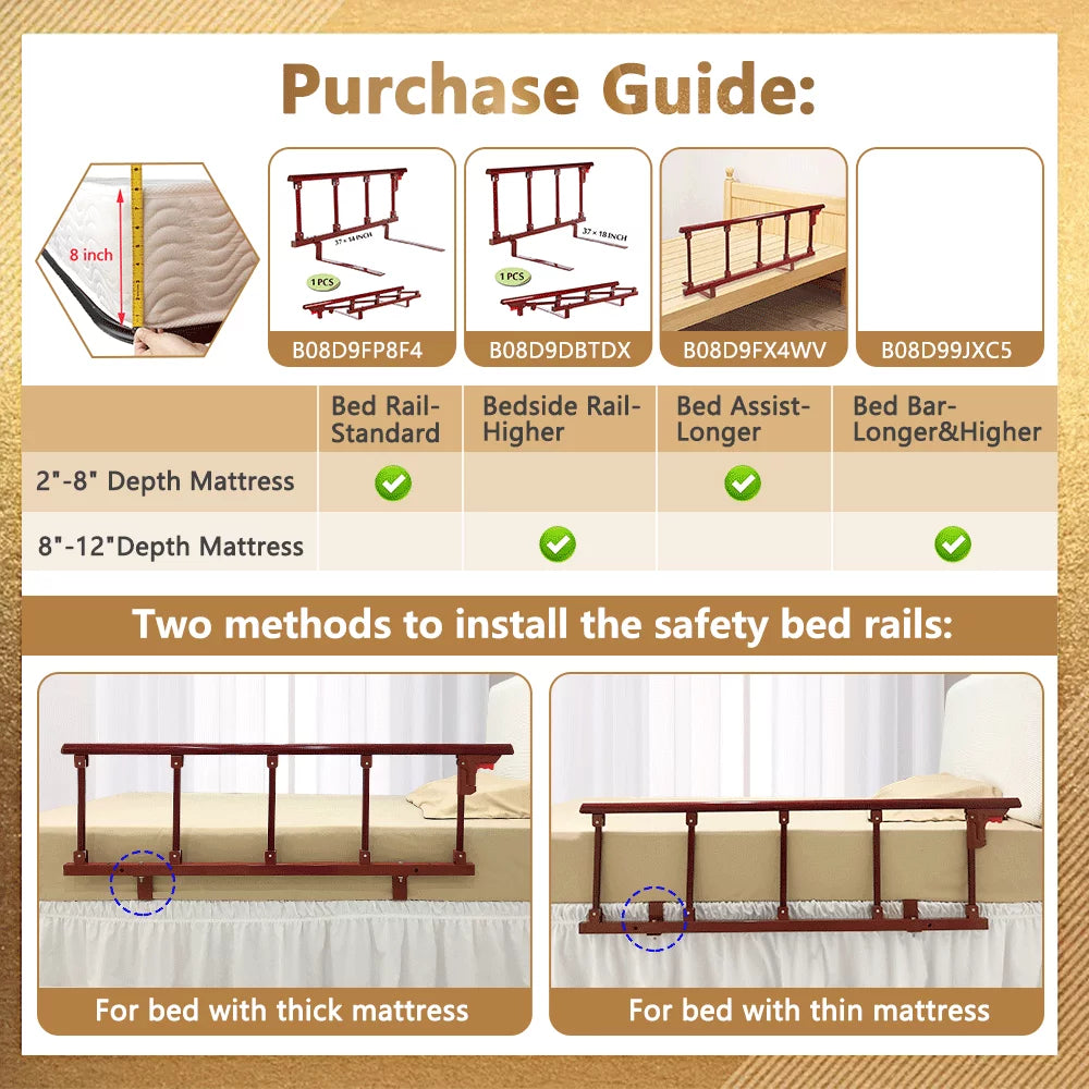 Bed Rail Safety Guard for Seniors with Swing Down Handle S26044