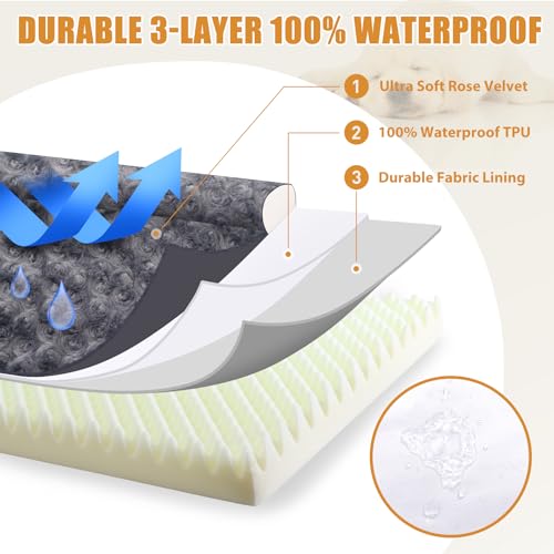 Orthopedic Dog Bed Medium Size Waterproof Washable with Removable Bolster G51373
