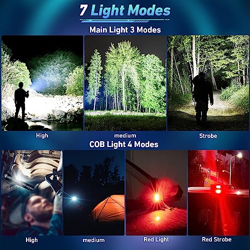 Rechargeable LED Flashlight, 990,000 Lumens, 7 Modes, IPX7 Waterproof for Outdoor Camping T738570