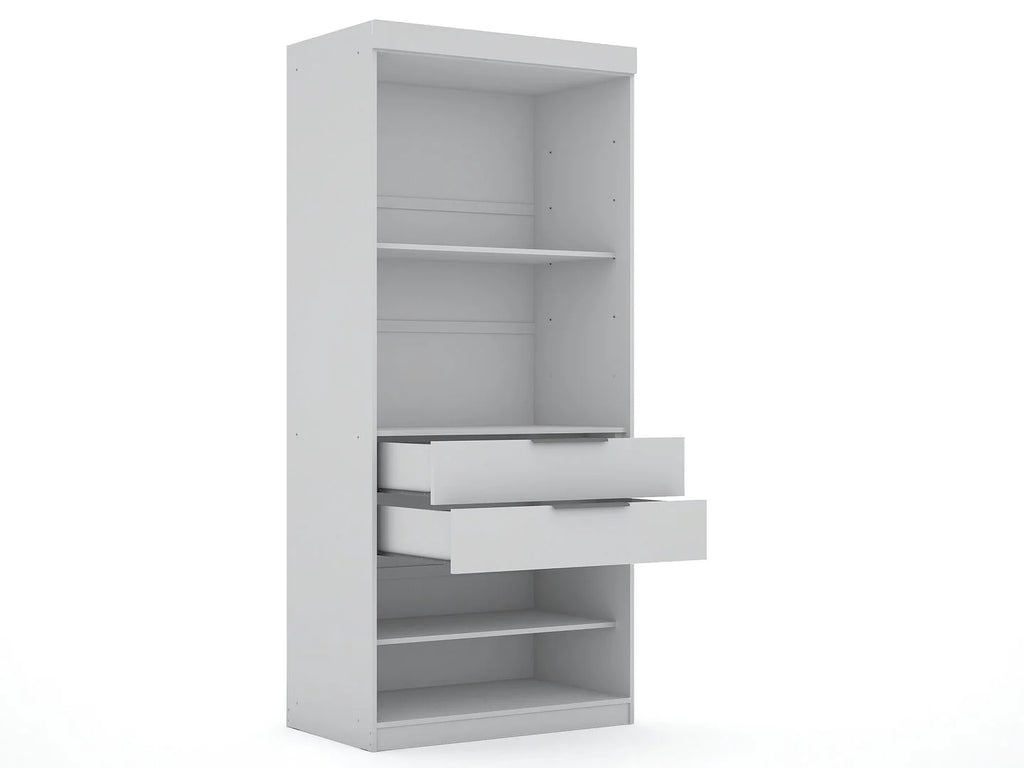 Modern Corner Wardrobe Closet with 2 Drawers U593