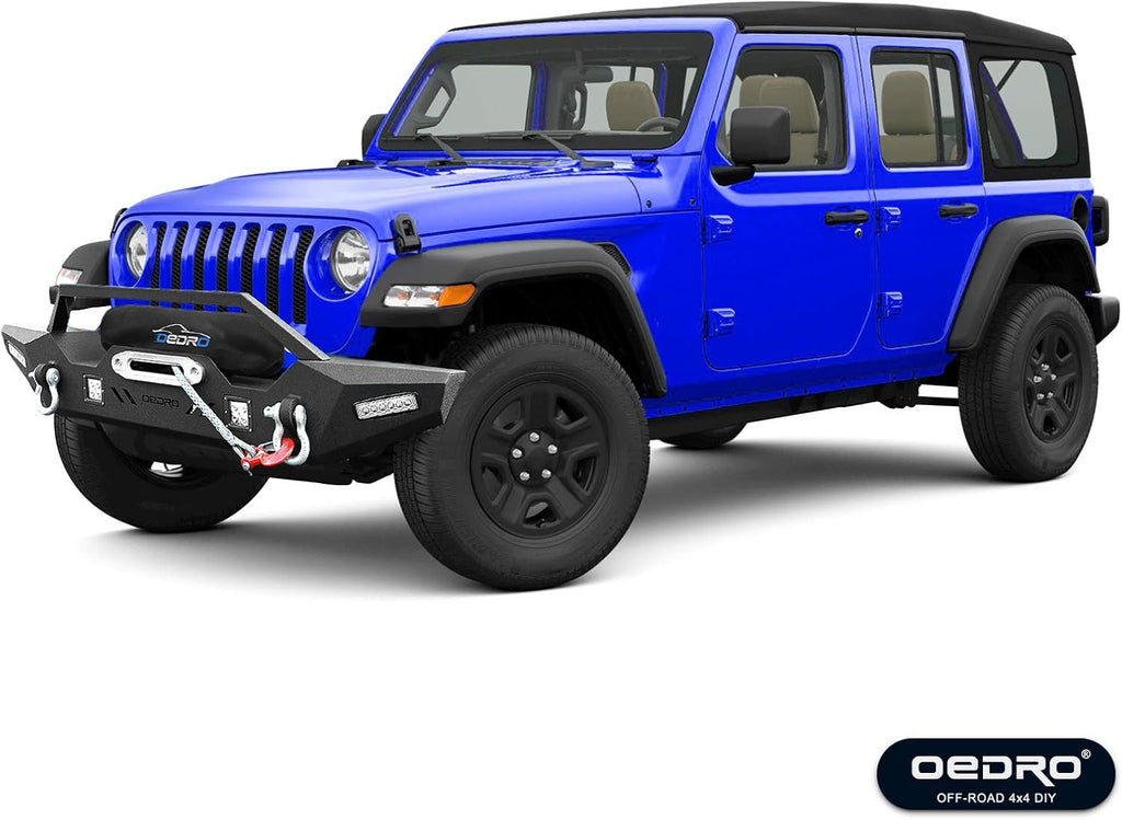 Front Bumper for Jeep Wrangler JL & Gladiator with Winch Plate, LED Lights, D-Rings J609