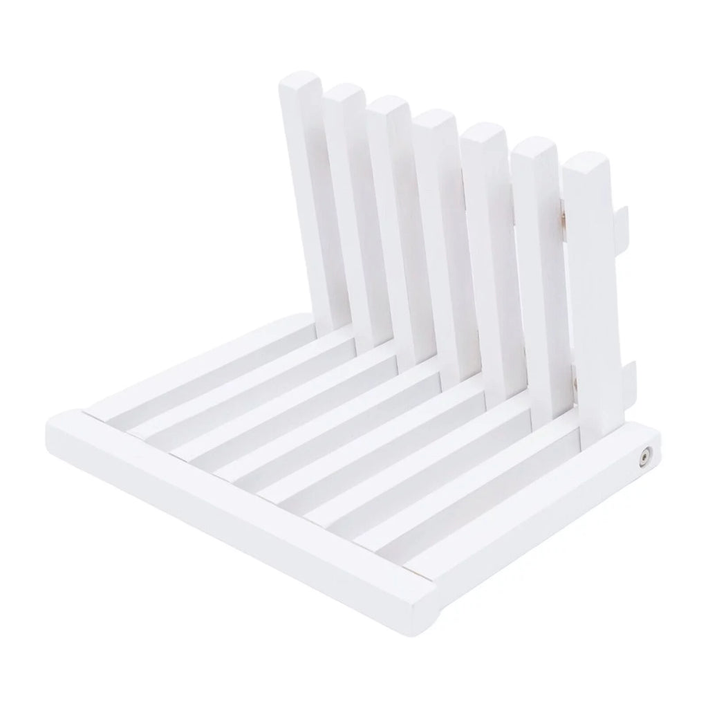 Wall Mounted Folding Stool Chair Rubber Wood White Shower Seat Bench E615683