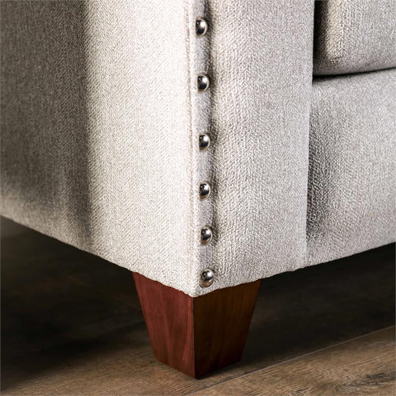 Transitional Fabric Nailhead Sofa Light Gray X713