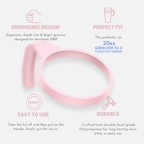 Tumbler Handle for 14oz Quencher, Pack of 2, Anti Slip, Car Cup Holder Friendly W772
