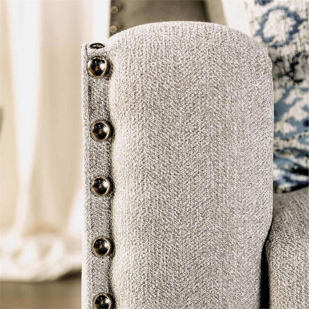 Transitional Fabric Nailhead Sofa Light Gray X713