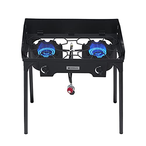 Camplux Propane Burner with 29,000 BTU, Single Burner Propane Stove with Regulator and 5.9ft Hose, Portable Gas Stove, Cast Iron Burner, Propane Wok Burner for Camping Outdoor Cooking