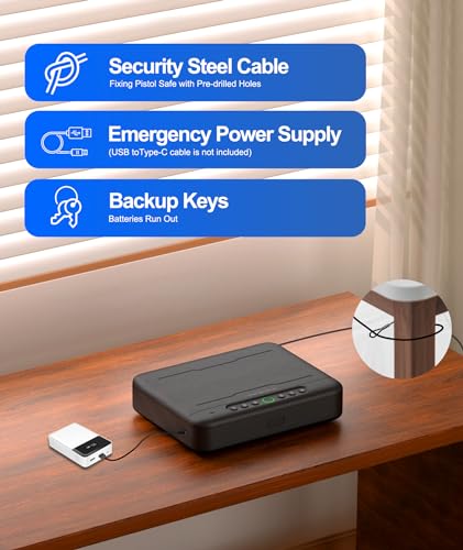 Biometric Gun Safe for Handgun with Fingerprint or Keypad Access R509875