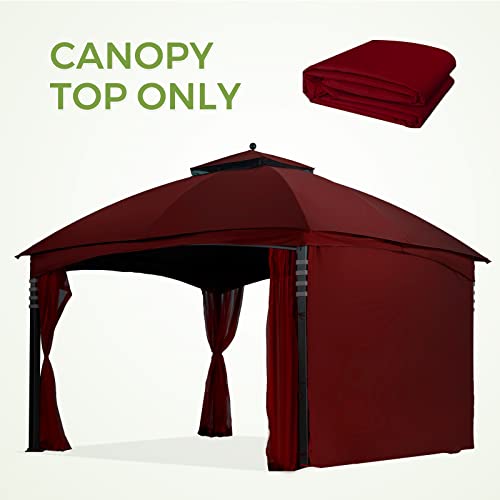 10x12 Gazebo Replacement Canopy, Double Tier Sunshade Polyester Top Cover A9246