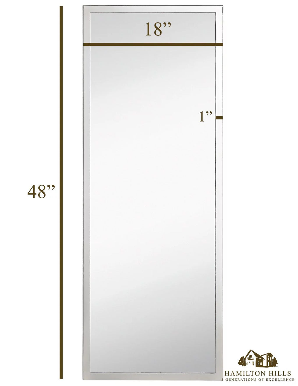 Wall Mirror Polished Stainless Steel Rectangle 18 x 48 Inches Y85536