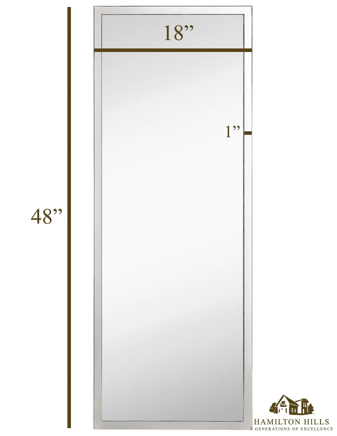 Wall Mirror Polished Stainless Steel Rectangle 18 x 48 Inches Y85536