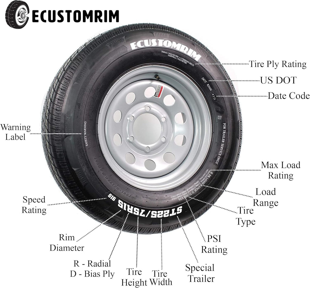 Trailer Tires 205/75D15 Bias Ply Load Range C Q880