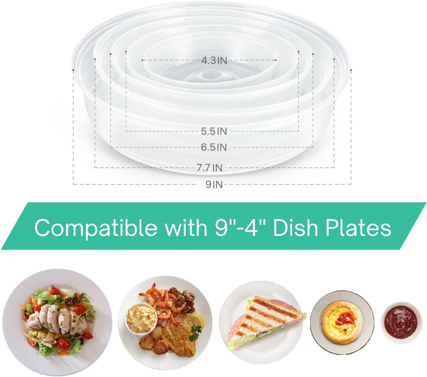 Microwave Food Splatter Guard Cover, Set of 5, Green, Steam Ventilation Window, Dishwasher Safe V181651