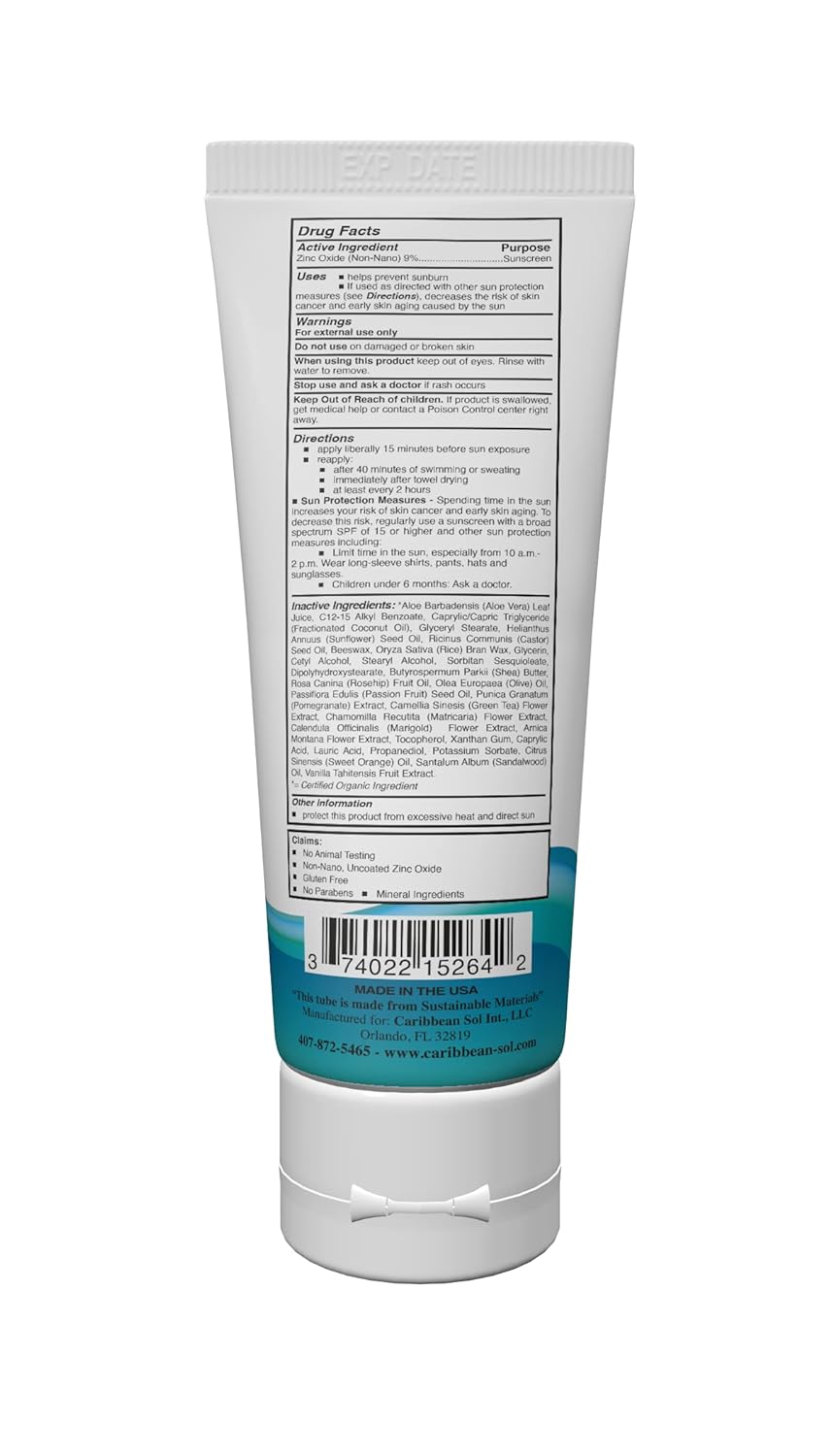 Natural Sunscreen with Non-nano Zinc Oxide SPF 15, Travel Size 4oz B195452